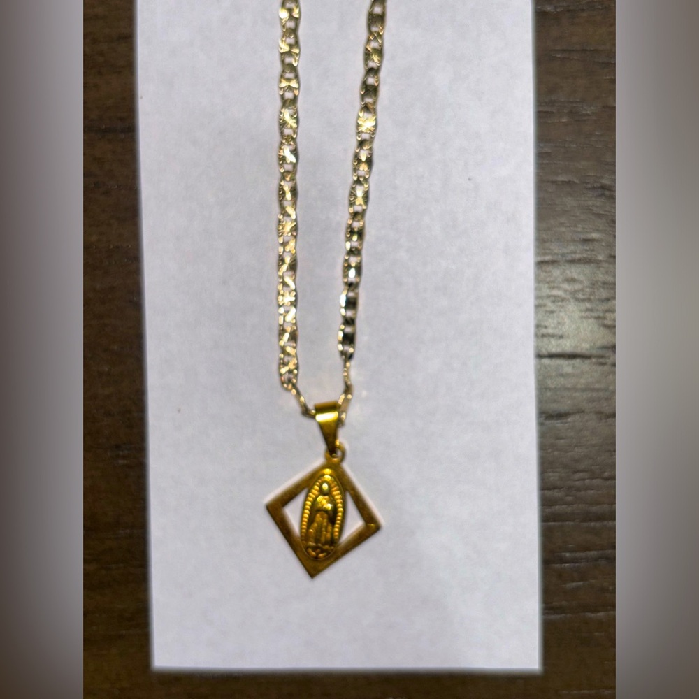 Plated Gold Virgin Mary Necklace